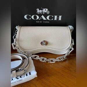 NWT COACH Wavy Dinky Shoulder Bag with Silver Chain